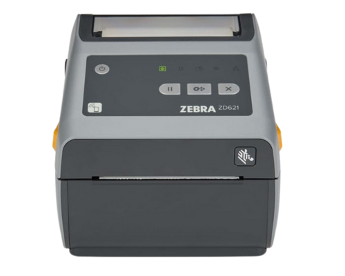 Zaawansowana drukarka biurkowa Zebra ZD621 z opcjonalnym kolorowym ekranem LCD, odpowiednia do biur i zastosowań logistycznych.
