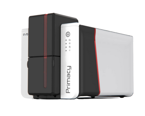 Drukarka Evolis Primacy 2 z laminowaniem, kodowaniem i panelem LED, idealna do dużych nakładów.