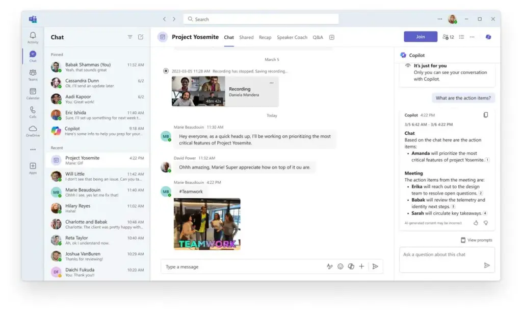 Wygląd czatu w usłudze Google Meet